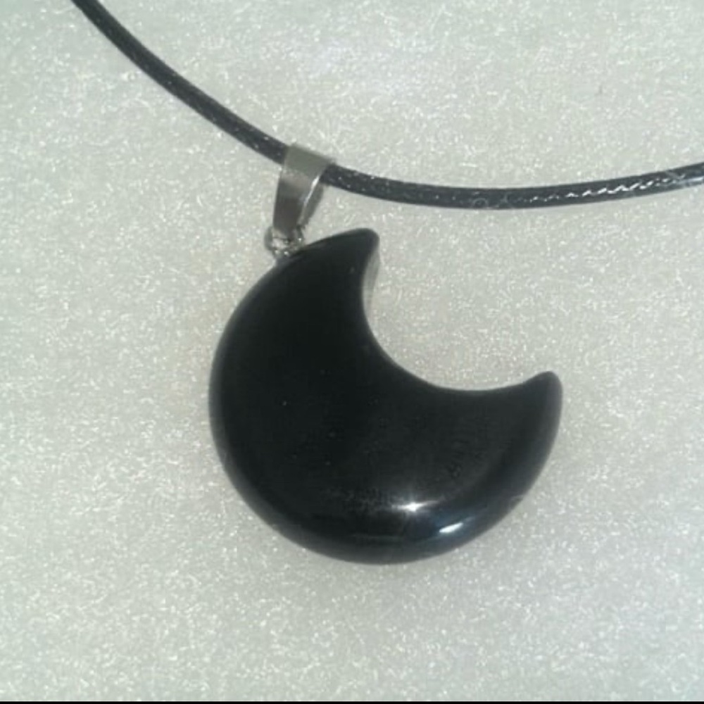 Gothic Black Onyx Moon Black 18-20" Necklace